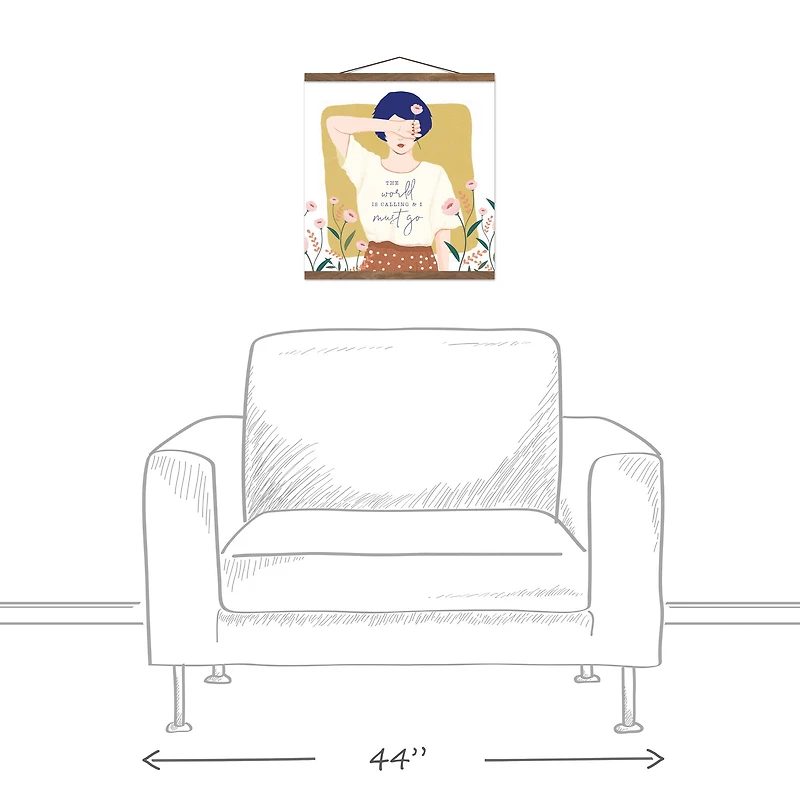 World Calling Teak Hanging Canvas