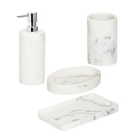 Honey Can Do Off-White Marble Bath Accessory Set