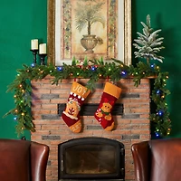 Glitzhome® 9ft. Pre-Lit Greenery Christmas Garland with Timer