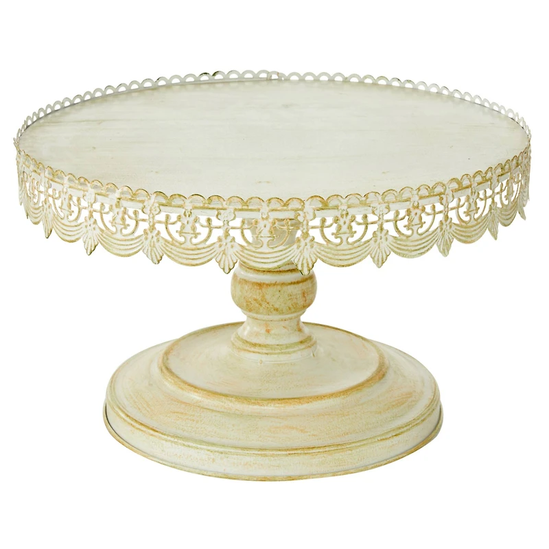 16" White Iron Farmhouse Cake Stand