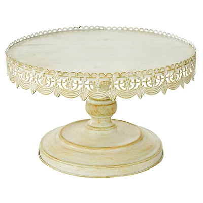 16" White Iron Farmhouse Cake Stand