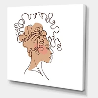 Designart - One Line Portrait of African American Woman I