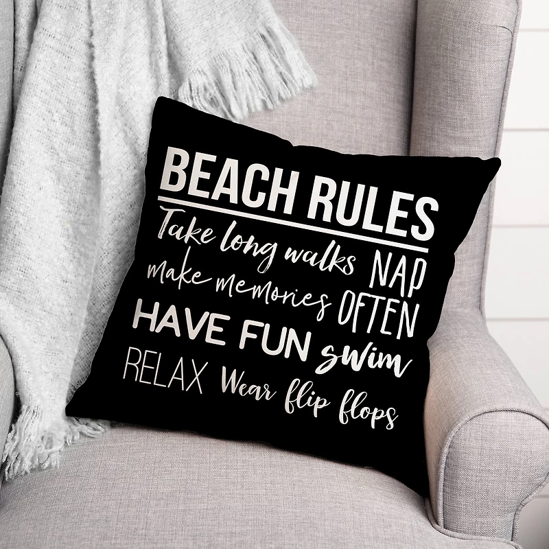 Beach Rules Throw Pillow
