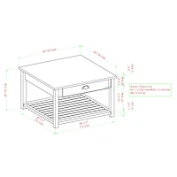 Walker Edison 30" Reclaimed Barnwood Square Country Coffee Table