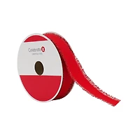 2.5" x 20ft. Red Tinsel Edges Wired Ribbon by Celebrate It®