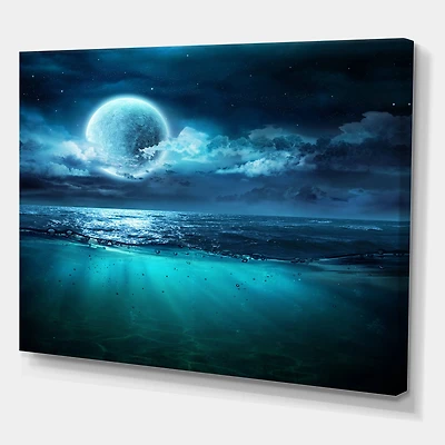 Designart - Romantic Moon Over Deep Blue Sea II