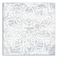 White Textured Medallion III 16" x 16" Canvas Wall Art