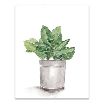 Bucket of Basil  11" x 14" Canvas Wall Art