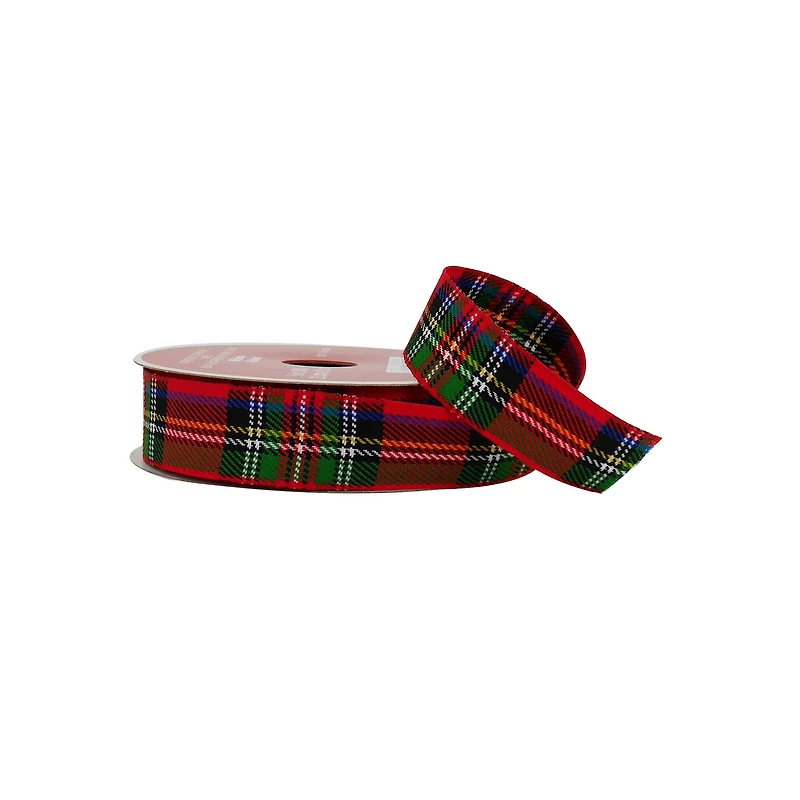 7/8" x 30ft. Red Tartan Ribbon by Celebrate It®