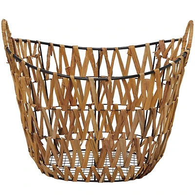 The Novogratz Brown Metal Storage Basket with Handles 20" x 15" x 16"