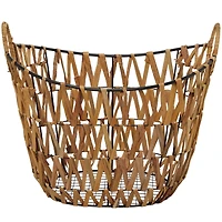 The Novogratz Brown Metal Storage Basket with Handles 20" x 15" x 16"
