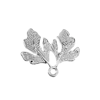 John Bead 21mm Silver Two Leaves Beadwork Pendants, 6ct.