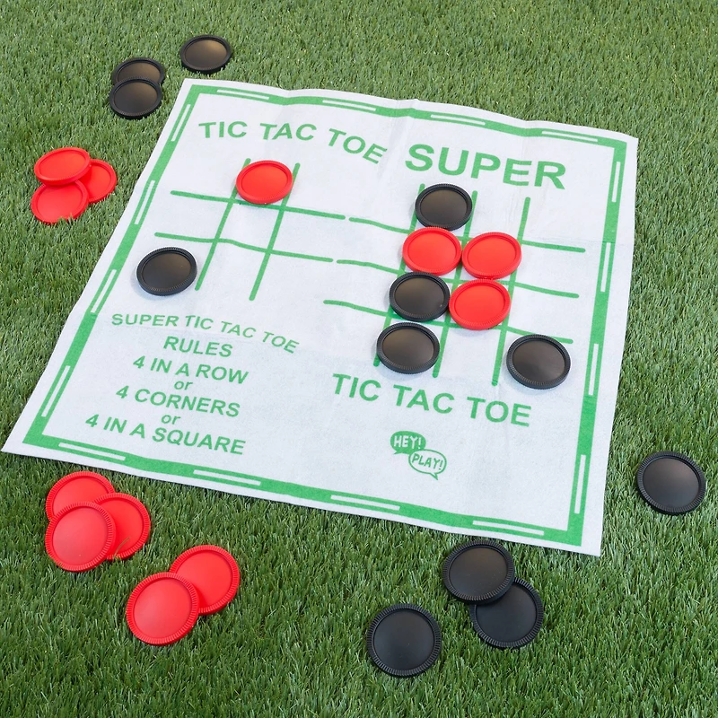 Toy Time Giant Checkers & Tic Tac Toe Reversible Game Rug