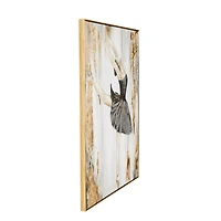 Gold Canvas Dancer Ballet Living Room Framed Wall Art with Black and Gold Foil Accents