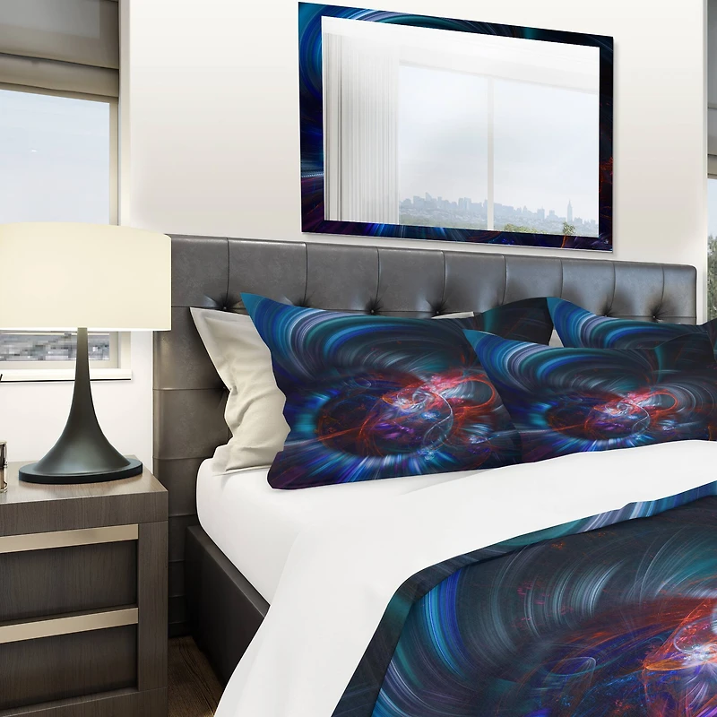 Designart 'Light Blue Fractal Flower in Dark' Modern & Contemporary Bedding Set