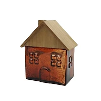7.5" Brown Glass House with Woodgrain Roof Tabletop Décor by Ashland®