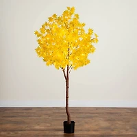 6ft. Pre-Lit Yellow Autumn Maple Artificial Fall Tree with 350 Warm White LED Lights
