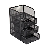 Mind Reader Black 3 Drawers Mini Desk Office Supplies Organizer