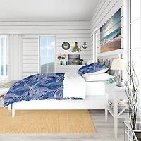 Designart 'Blue Pattern with Fantastic Fishes' Nautical & Coastal Bedding Set