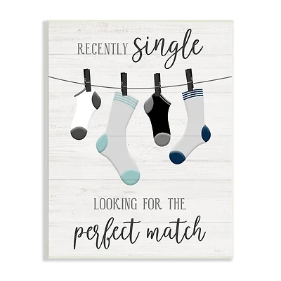 Stupell Industries Recently Single For Perfect Match Laundry Sock Sign Wall Plaque