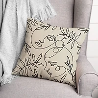 Botanical Faces 18" x 18" Throw Pillow