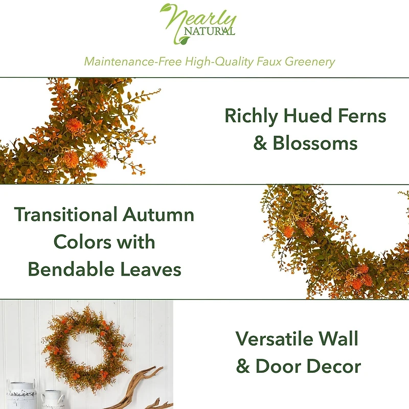 21" Autumn Fern Wreath