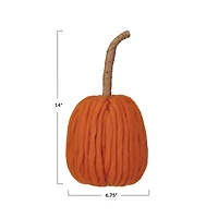 Hello Honey® 14" Orange Wool Pumpkin with Jute Wrapped Stem