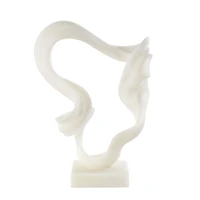 19.5" White Abstract Twisted Wave Polystone Sculpture with Elevated Base