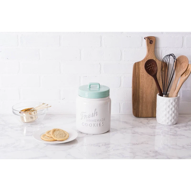 DII® 9" Aqua & White Ceramic Cookie Jar