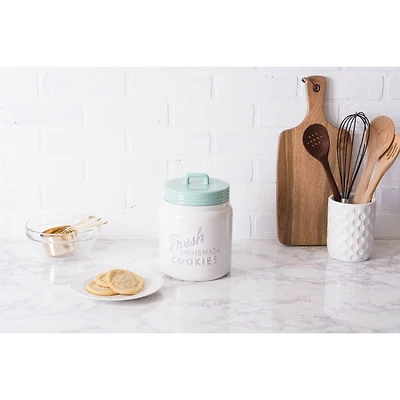 DII® 9" Aqua & White Ceramic Cookie Jar