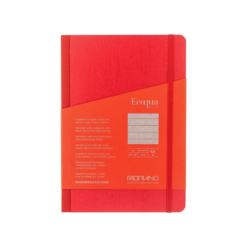 Fabriano® EcoQua Plus A5 Lined Fabric-Bound Notebook
