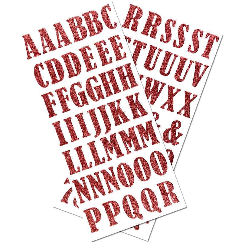 12 Pack: Red Bernhard Condensed Glitter Alphabet Stickers by Recollections™