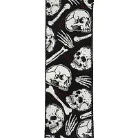 2.5" x 20ft. Black & White Wired Skeleton Head Ribbon by Celebrate It® Halloween