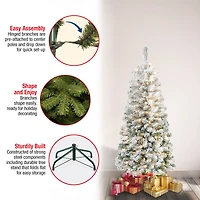 4.5ft. Pre-Lit Acacia Medium Flocked Artificial Christmas Tree, Clear Lights