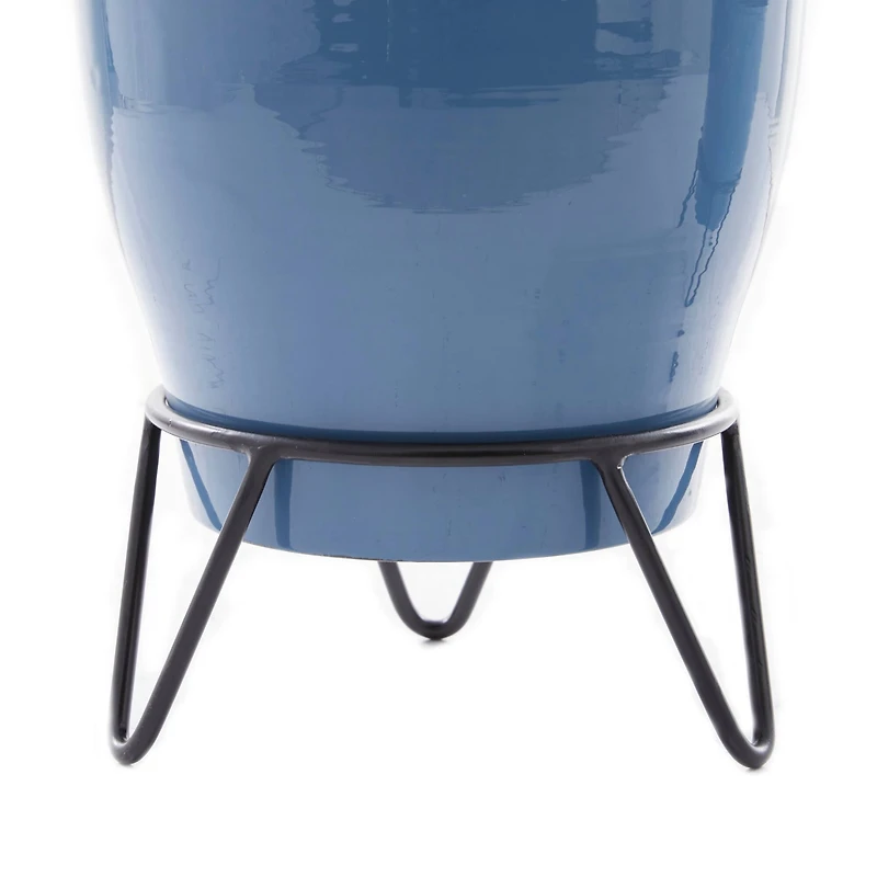 The Novogratz Set of 2 Blue Iron Modern Planter, 11" x 10" x 10"