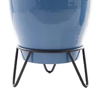 The Novogratz Set of 2 Blue Iron Modern Planter, 11" x 10" x 10"