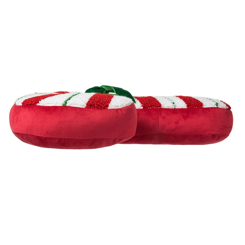 Glitzhome® 15.75" Hooked Christmas Candy Cane Pillow