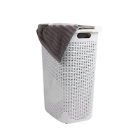 Mind Reader 60L Ventilated Slim Laundry Hamper with Cut Out Handles & Attached Hinged Lid, 2ct.