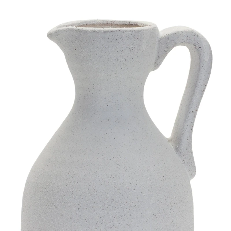 10.5" Modern White Clay Pitcher Vase