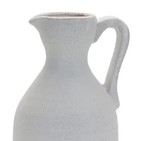 10.5" Modern White Clay Pitcher Vase