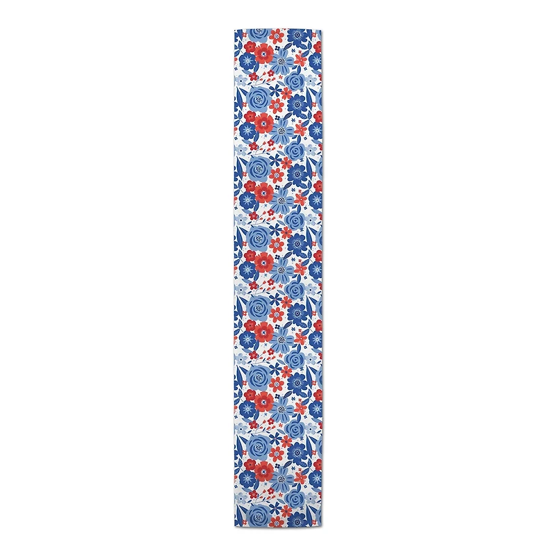 Red White and Blue Florals Cotton Twill Runner