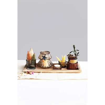 Hello Honey® Wood Tray with 5 Multicolor Glass Tealight/Votive Holders Set