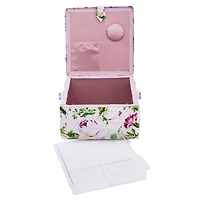 Pink Floral Square Sewing Basket by Loops & Threads®