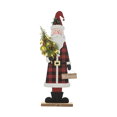 Glitzhome® 36'' Lighted Wooden Santa Porch Décor
