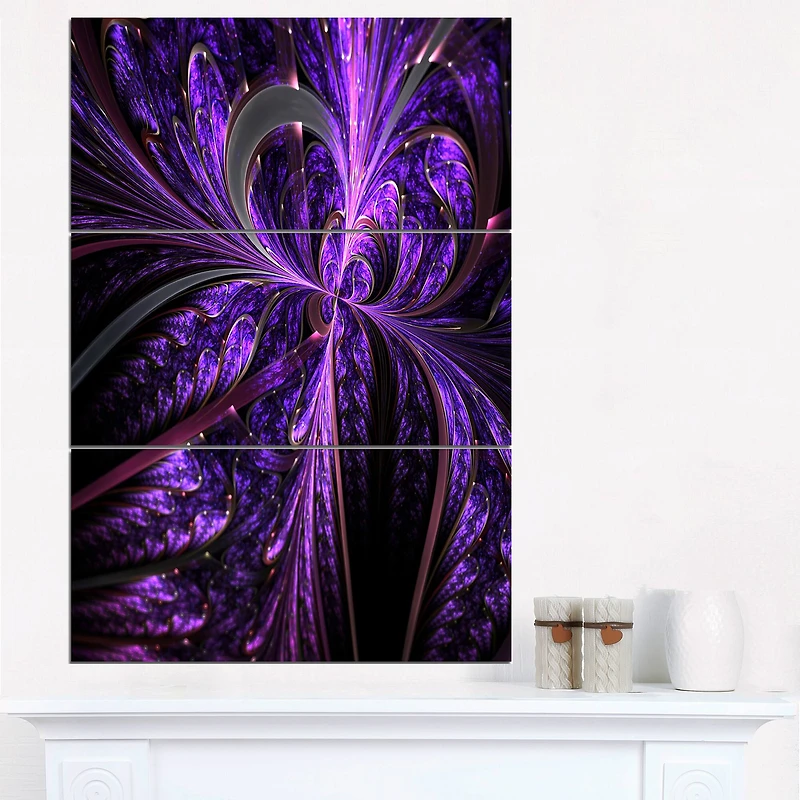 Designart - Embossed Dark Purple Floral Shapes