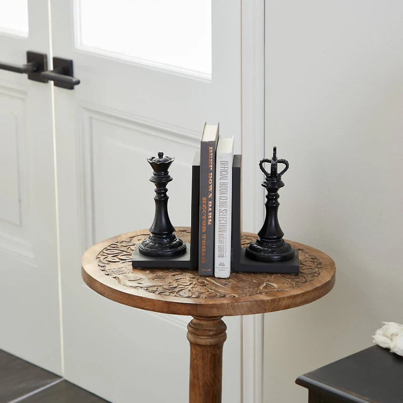 8" Black Chess Bookends, 2ct.