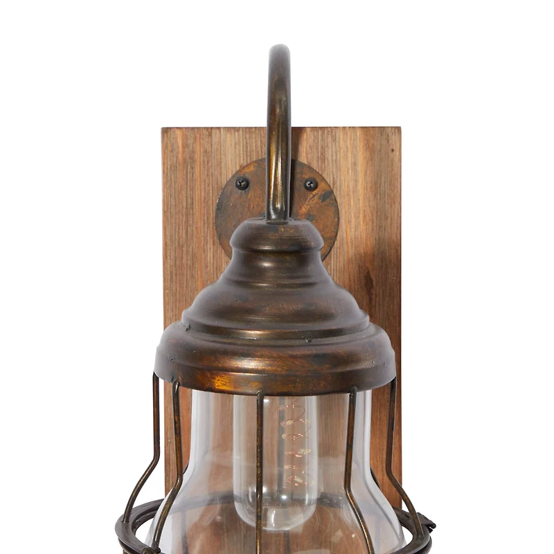 17" Brown Iron Industrial LED Wall Sconce