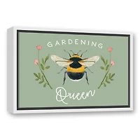 Garden Queen Bee White Floating Framed Canvas Wall Art