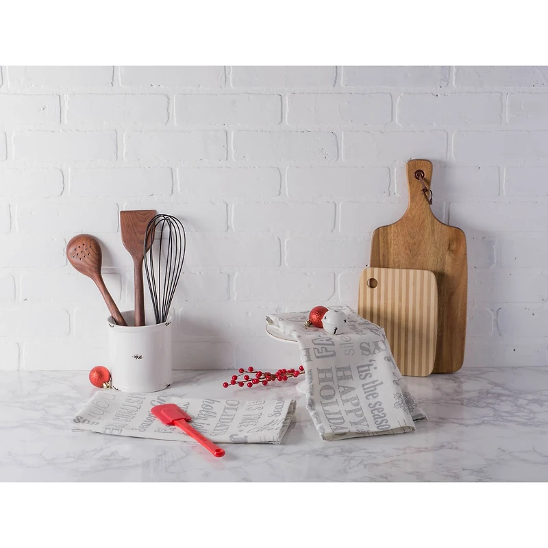 DII® Silver Christmas Collage Dishtowel Set