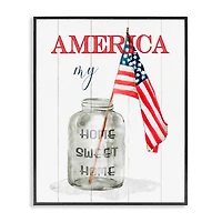 Stupell Industries America My Home Sweet Home Patriotic Country Flag Framed Giclee Art